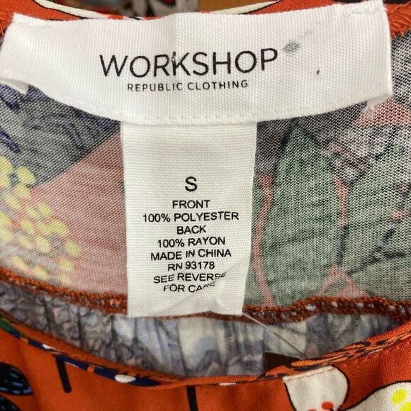 Workshop Republic Clothing S Tank Top Orange Floral Fall Cottagecore Boho - Picture 8 of 8
